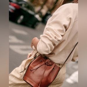 Sézane Bourse Mini Farrow bag in Choco Lisse Heritage